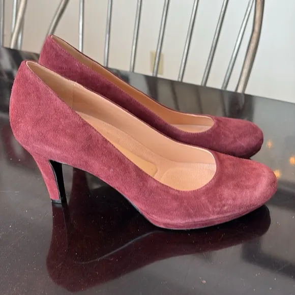 🐆 NWT naturalizer N5 Contour wine suede platform heels Michelle style