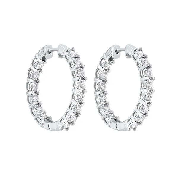14KT White Gold & Diamond Classic Book Tru Reflection Fashion Earrings  - 3/4 ctw