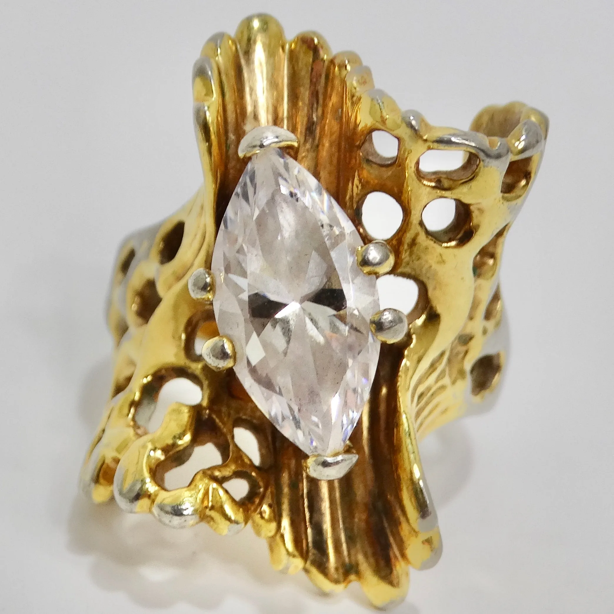 1970s Cubic Zirconia Gold Plated Ring
