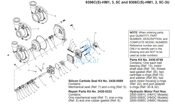3430-0748 Hydraulic Motor Seal Kit