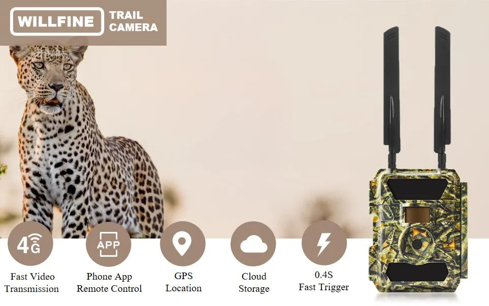 4G Trail Video Camera & GPS Tracker Smart Android / iOS App 24MP Photo 1080p FHD