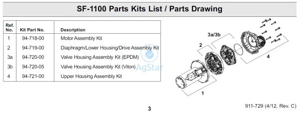 94-720-05 Pump Viton Valve Housing Kit For SF-1105, SF-1100
