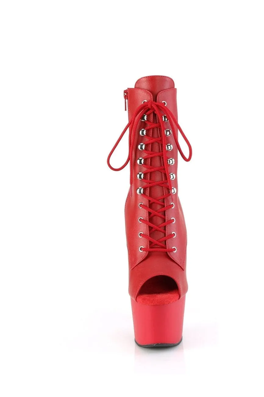 ADORE-1021 Red Faux Leather Ankle Boot