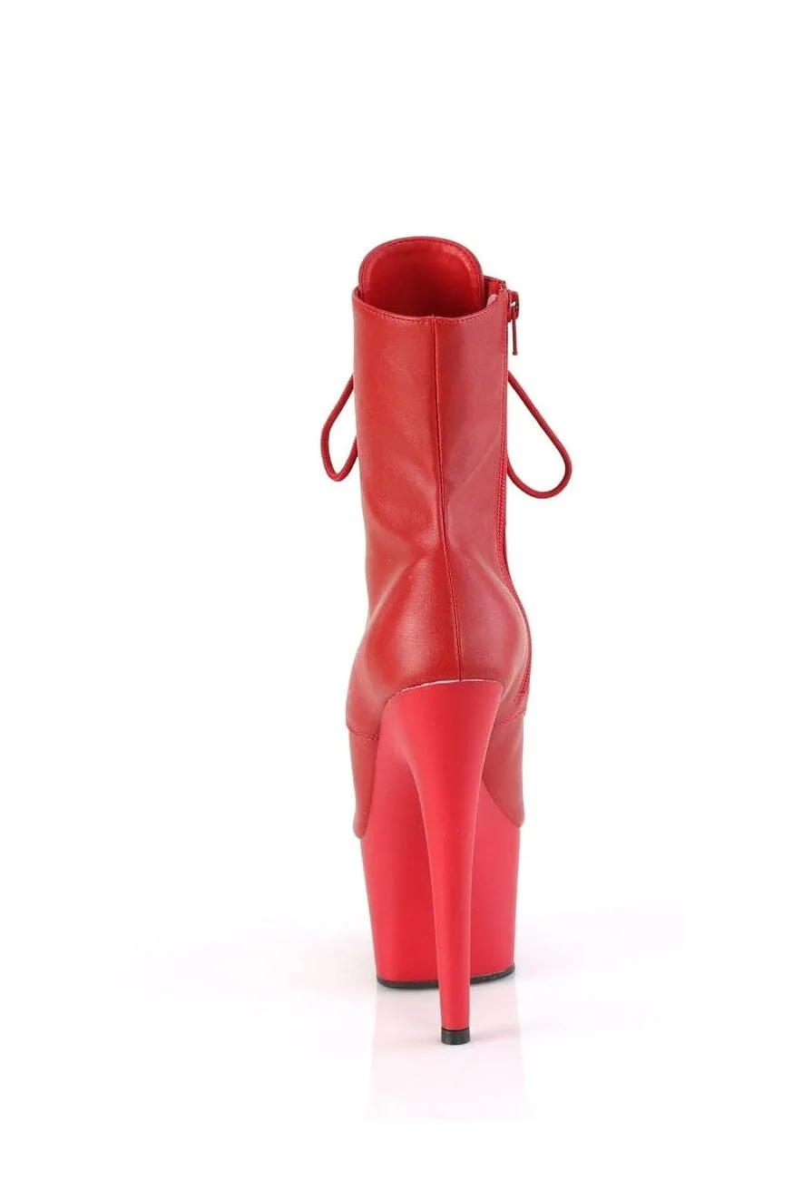 ADORE-1021 Red Faux Leather Ankle Boot