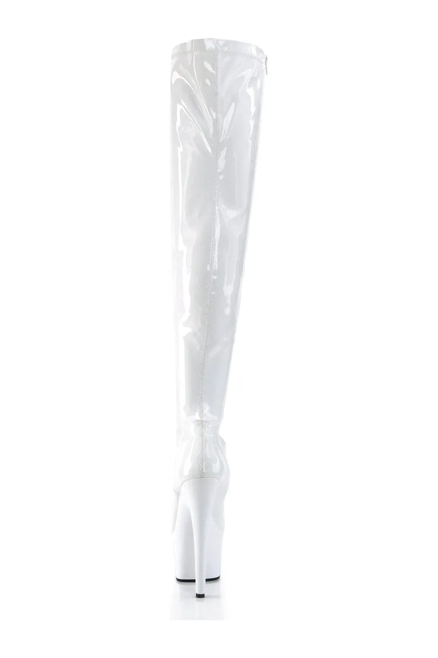 ADORE-3000 White Patent Thigh Boot