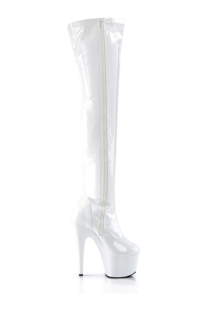 ADORE-3000 White Patent Thigh Boot