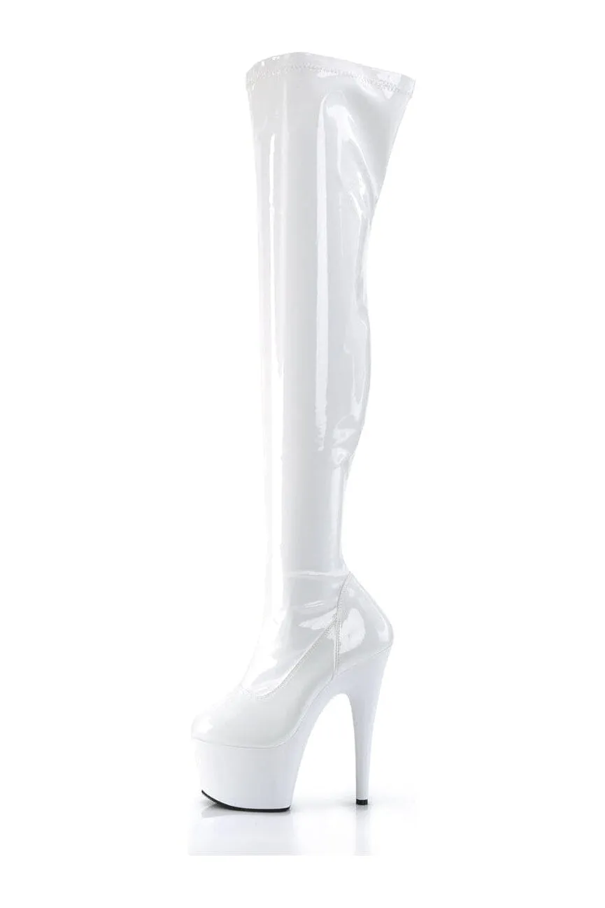 ADORE-3000 White Patent Thigh Boot