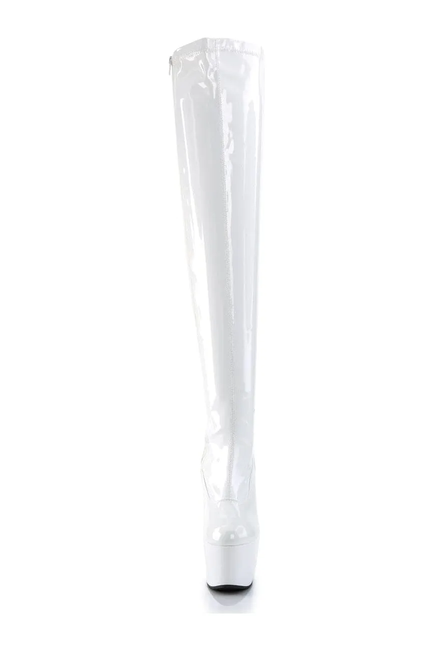 ADORE-3000 White Patent Thigh Boot