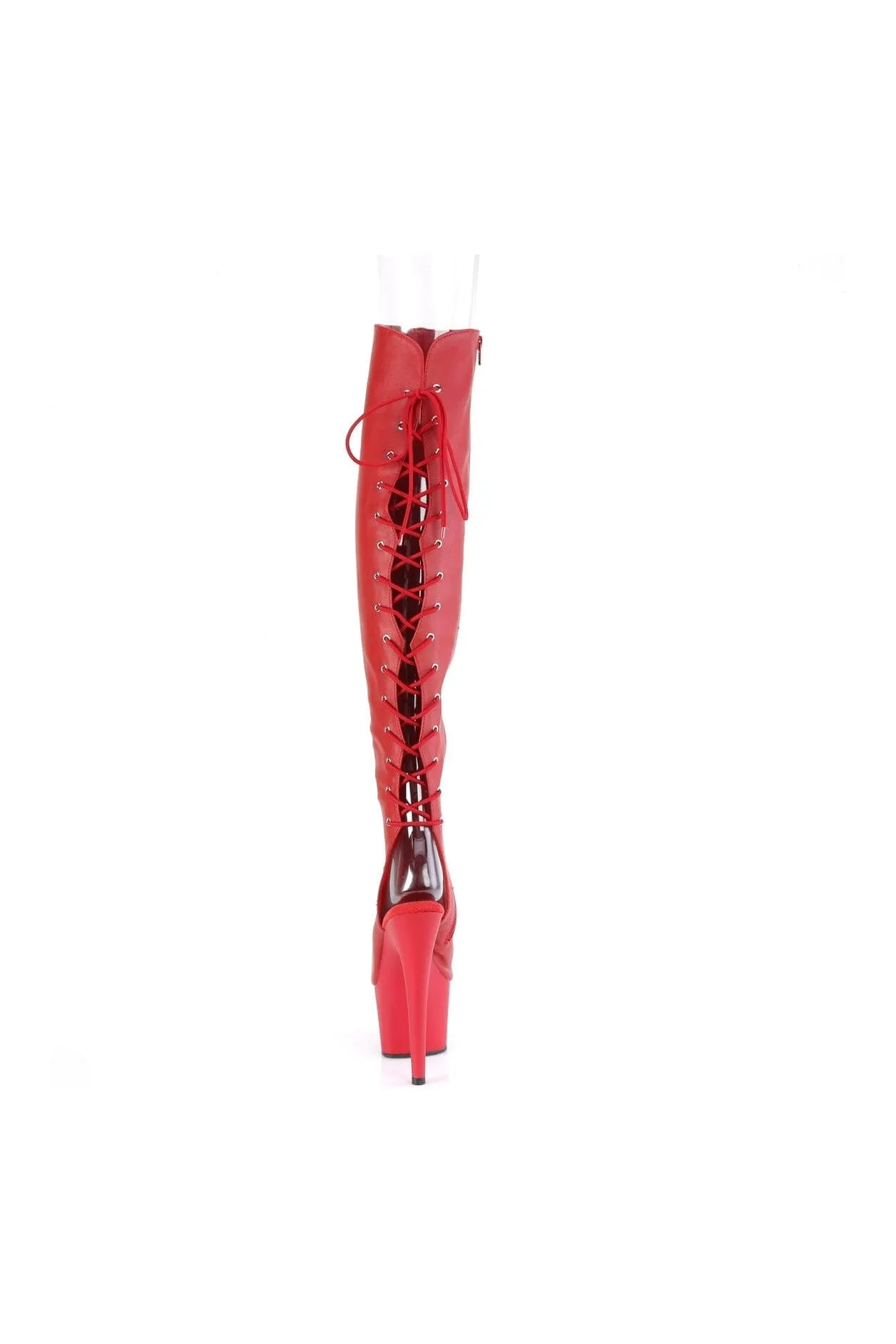 ADORE-3019 Red Faux Leather Knee Boot
