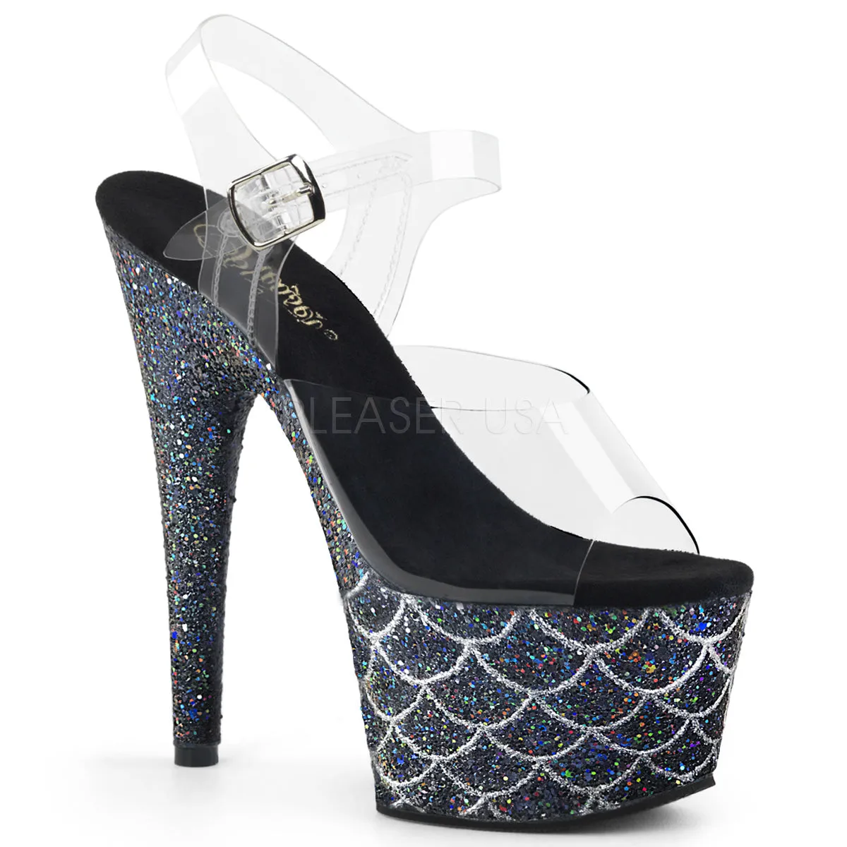 ADORE-708MSLG  Clear/Black Multi Glitter