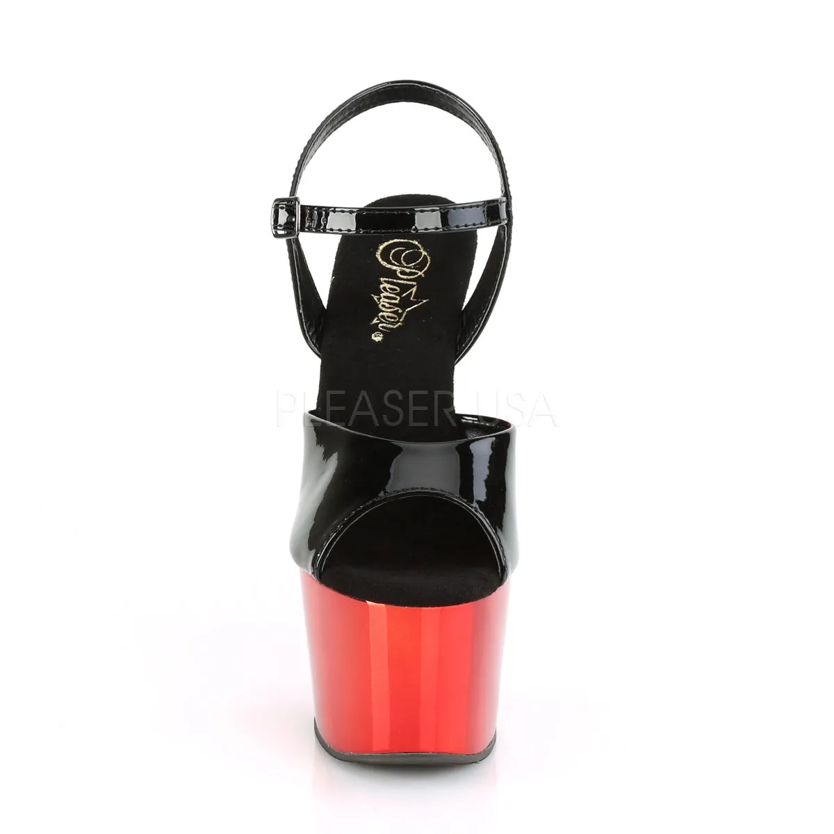 ADORE-709  Black Patent/Red Chrome