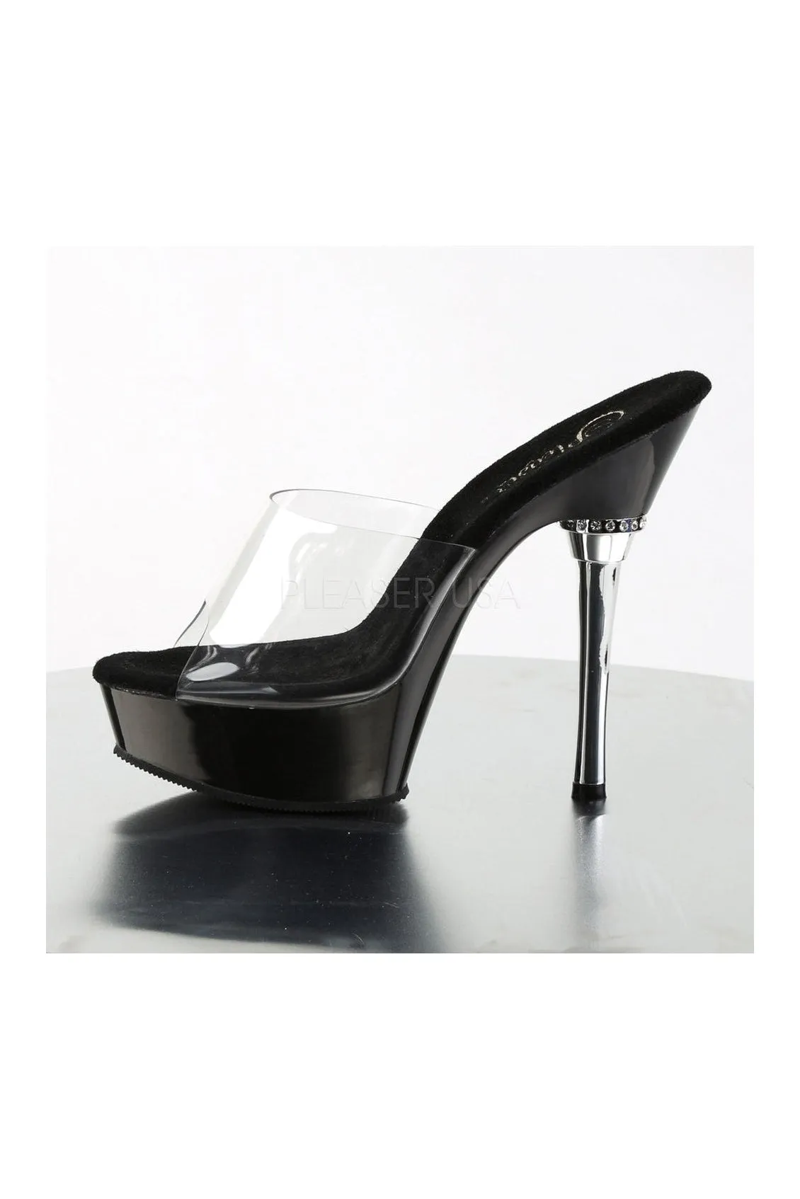 ALLURE-601 Platform Sandal  | Black Vinyl