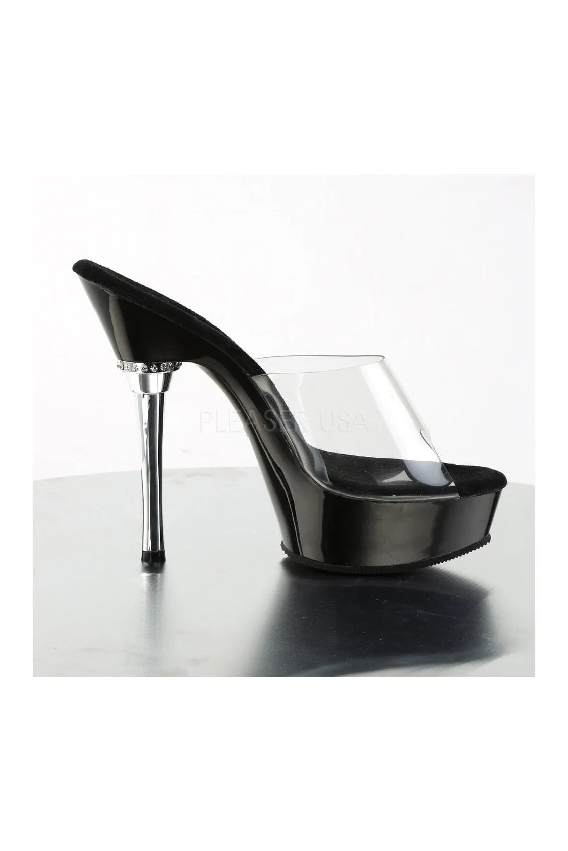 ALLURE-601 Platform Sandal  | Black Vinyl