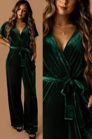 Another Love Velvet Jumpsuit (Hunter Green)