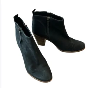 Anthropologie Hoss Intropia Double ZipLeather Heeled Ankle Boots Black- 41 / 11