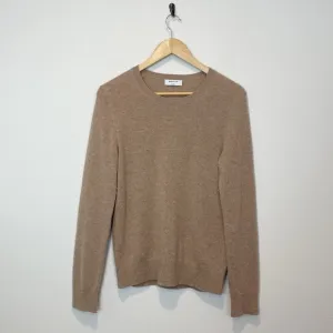 Aritzia Babaton Quarterly Cashmere Tan Crewneck Sweater Long Sleeve Size Small