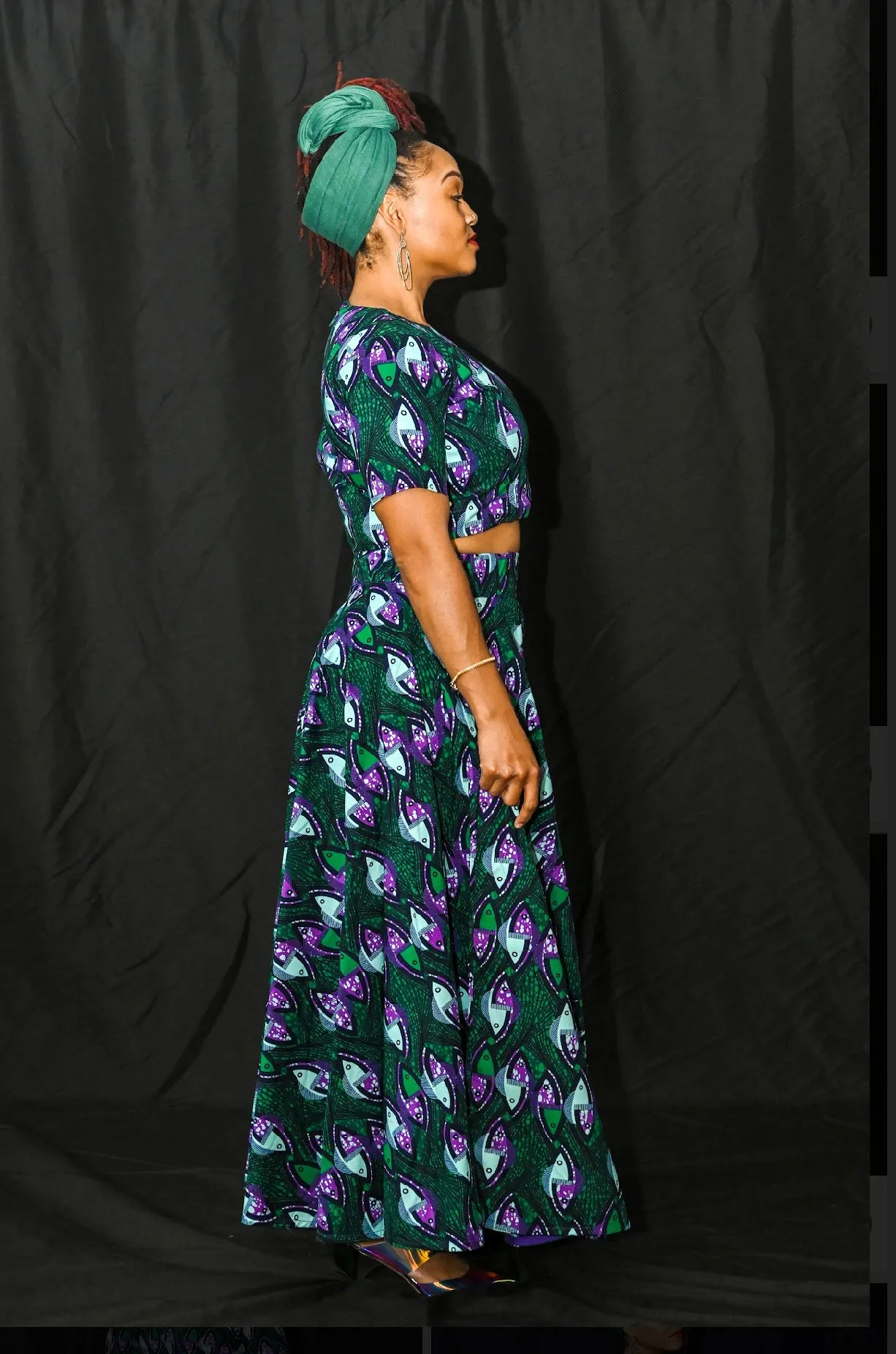 Ariyo  Maxi Skirt- Purple and green @E