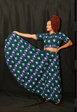 Ariyo  Maxi Skirt- Purple and green @E