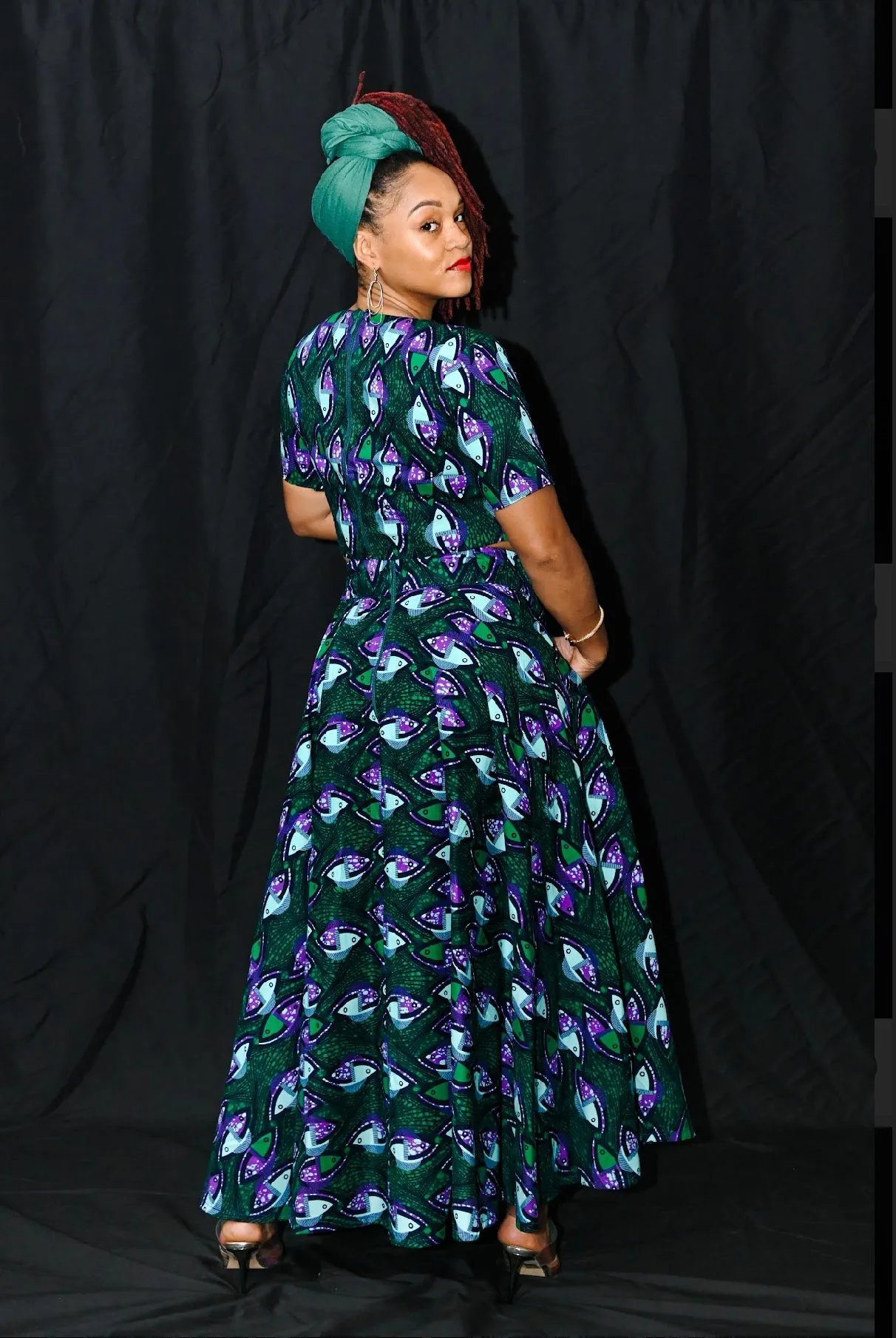 Ariyo  Maxi Skirt- Purple and green @E