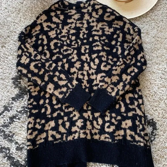 Azalea Leopard Print Cardigan Oversized Cozy Knit Sweater