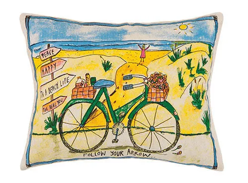 Beach Day Bike Printed Pillow