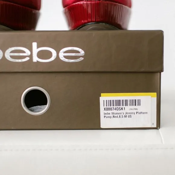 Bebe Red Satin Jeremy Platform Pumps 8.5 New in Box