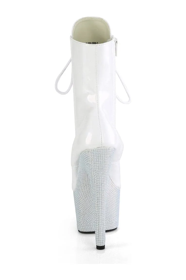 BEJEWELED-1020-7 White Patent Ankle Boot