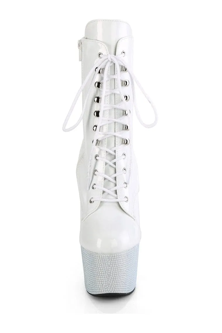 BEJEWELED-1020-7 White Patent Ankle Boot