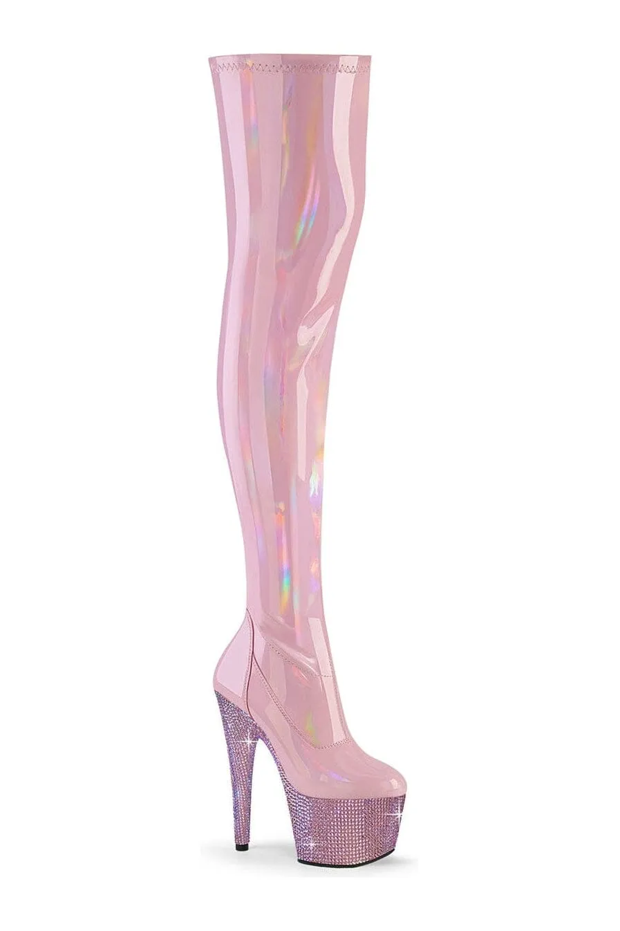 BEJEWELED-3000-7 Pink Patent Thigh Boot