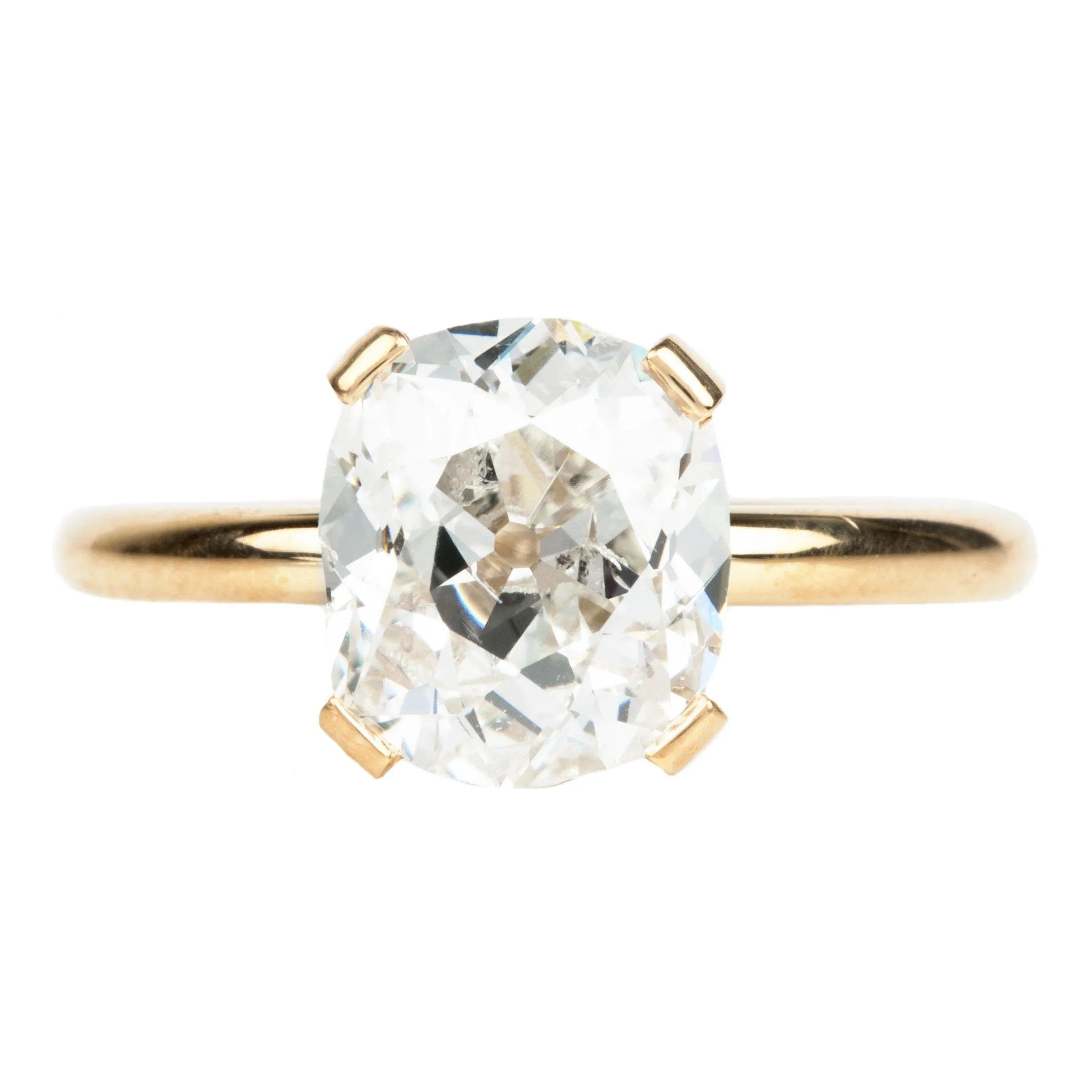Bell & Bird Four Prong Old Mine Cut Diamond Solitaire Ring