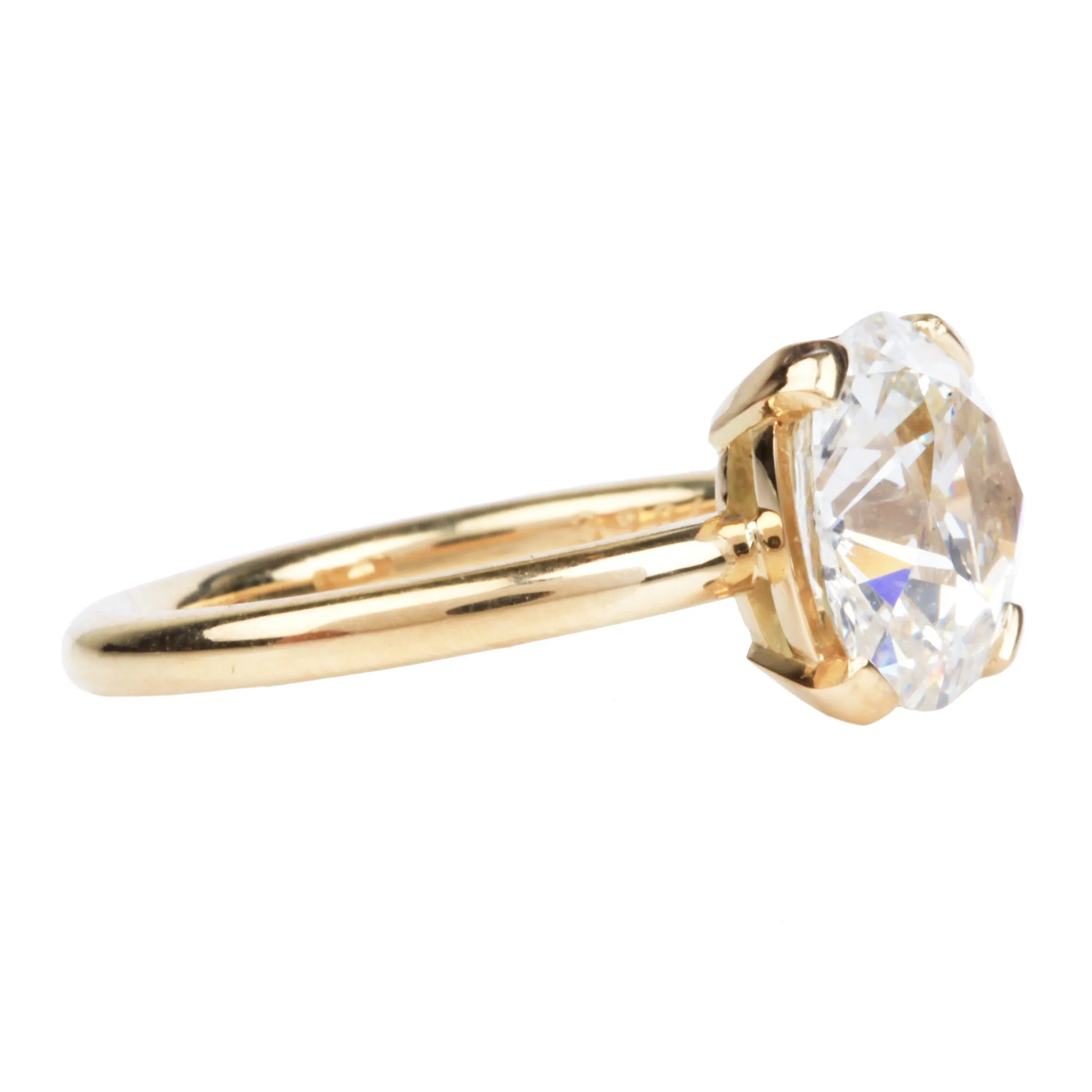 Bell & Bird Four Prong Old Mine Cut Diamond Solitaire Ring