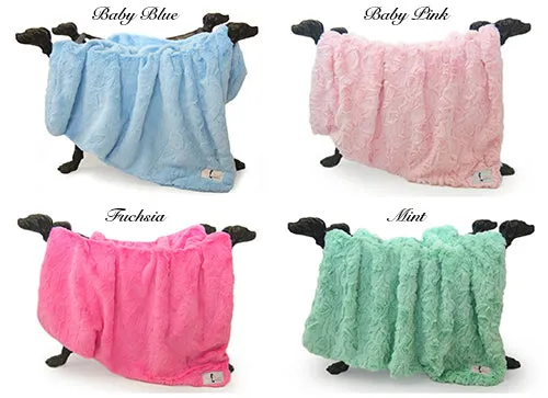 Bella Dog Blankets in Mint, Fuchsia, Baby Pink and Baby Blue