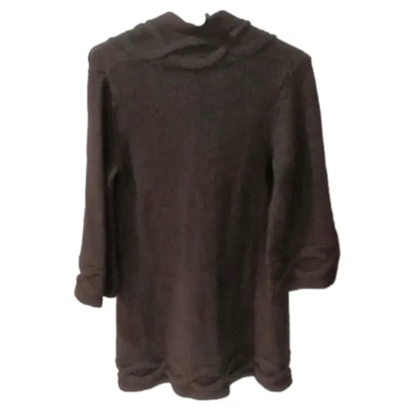 BETH BOWLEY  LONG DARK BROWN V NECKLINE BUTTON DOWN SWEATER SIZE MEDIUM  NWT
