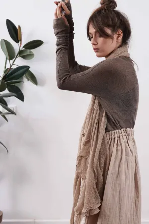 Big Air Bamboo knit Scarf - Light Brown / Dark Brown