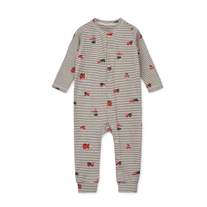 Birk Striped Baby Jumpsuit Pyjamas (Holiday vehicles/Stripe navy)