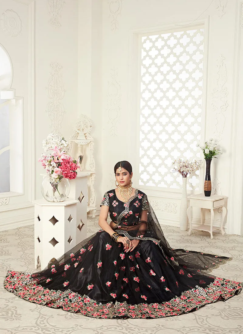 Black Embroidered Festival Lehenga Choli