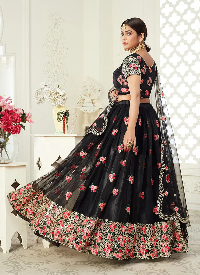 Black Embroidered Festival Lehenga Choli