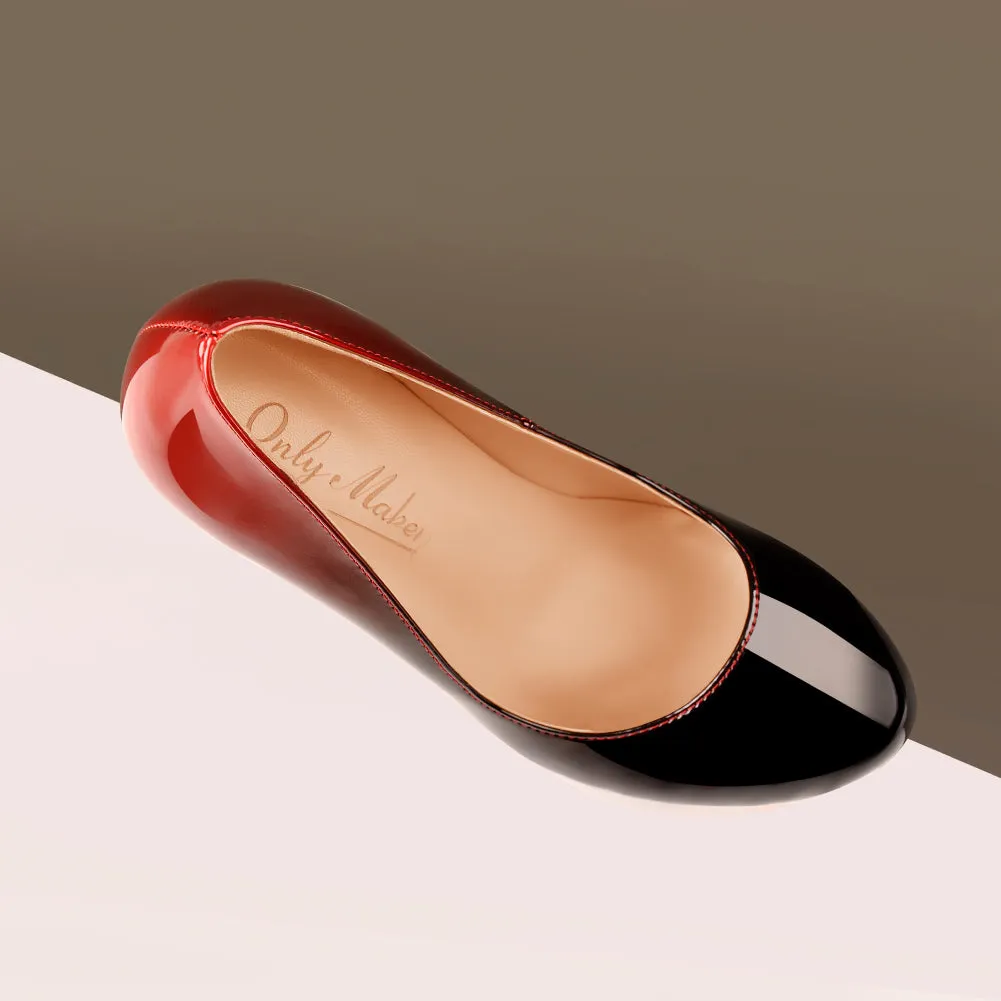 Black Red Gradient Patent Leather Platform High Heels