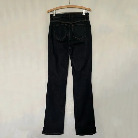 BLDWN Vented Skinny High Rise Side Slit Outer Ankle Flare Dark Blue Denim Jeans