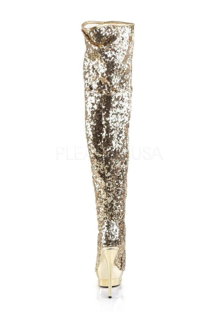BLONDIE-R-3011 Platform Boot  | Gold Sequins