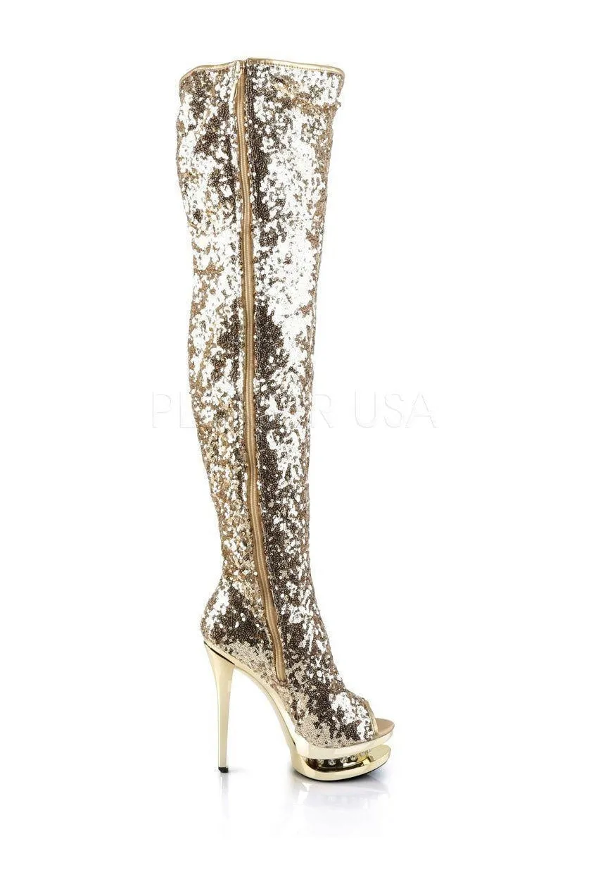 BLONDIE-R-3011 Platform Boot  | Gold Sequins