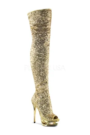 BLONDIE-R-3011 Platform Boot  | Gold Sequins