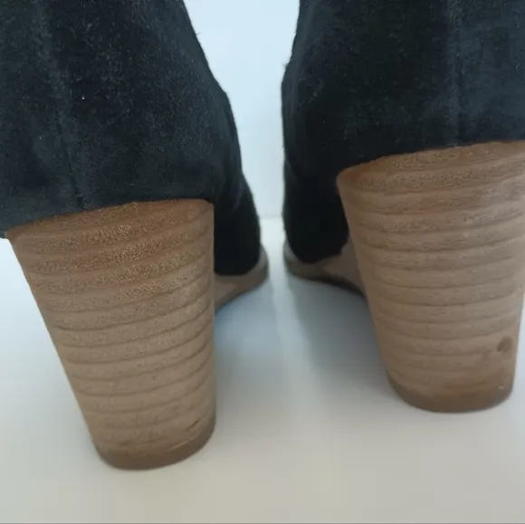 Blondo Womens Waterproof Suede Ankle Boot Size 8.5 Black Wood Wedge Heel