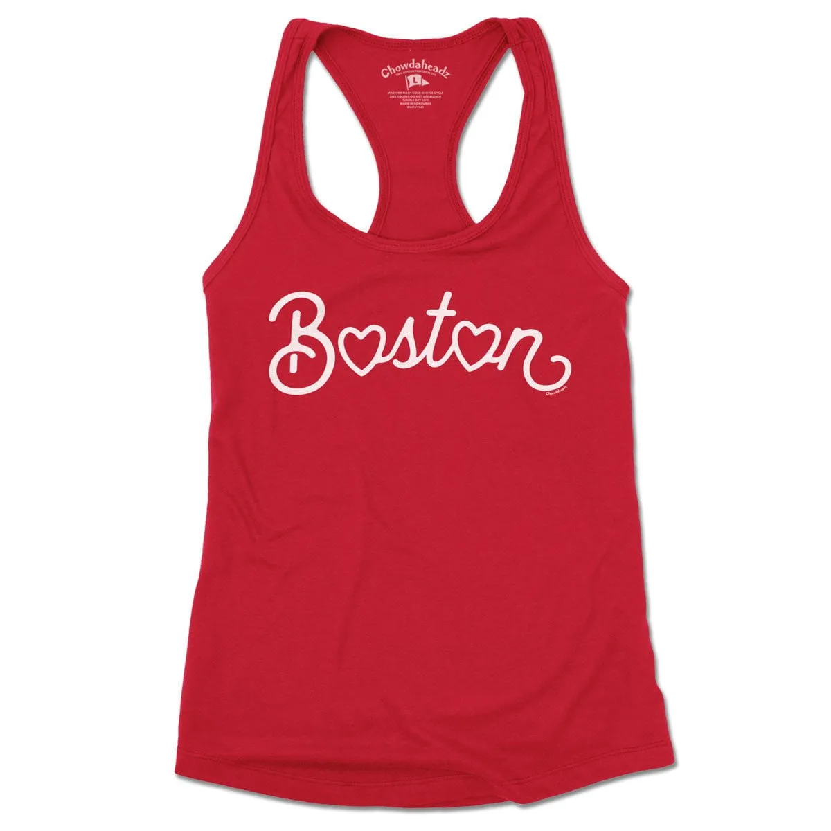 Boston Heart Script Ladies Tank Top (13 Colors)