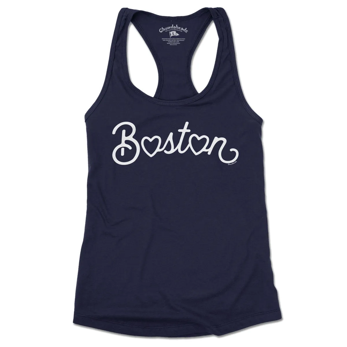 Boston Heart Script Ladies Tank Top (13 Colors)