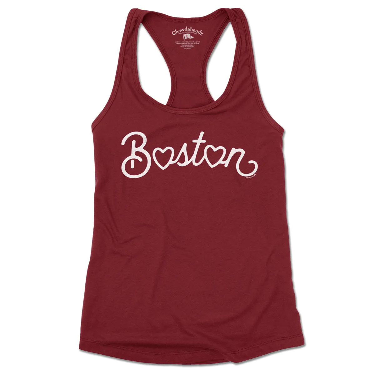 Boston Heart Script Ladies Tank Top (13 Colors)