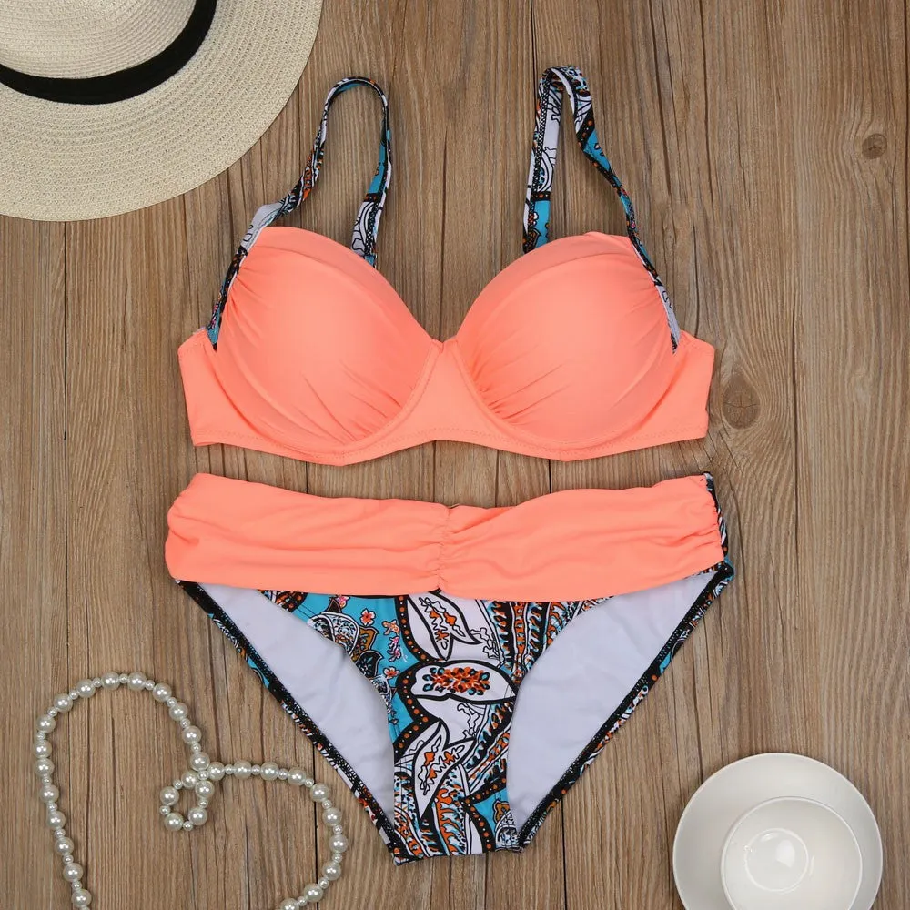 Brazilian Bikini set: Women Print swimsuit (Triangle)