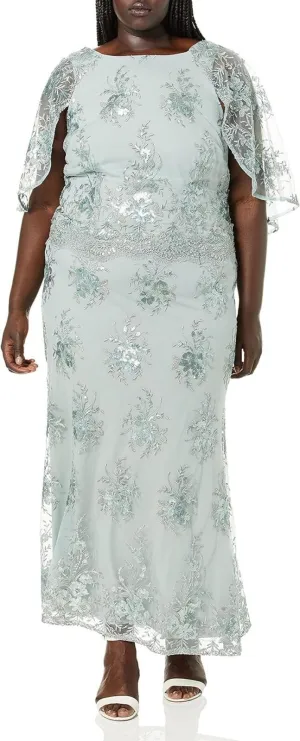 Brianna Women's Plus Size Scallop Embroidered Gown 2443