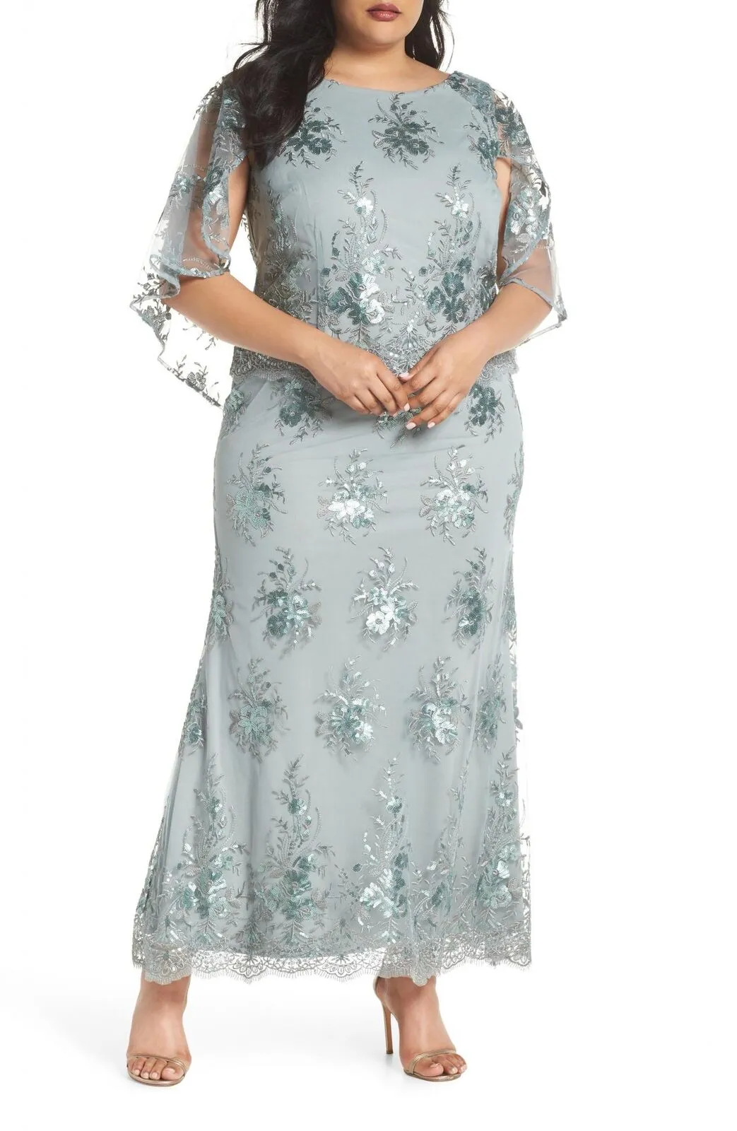 Brianna Women's Plus Size Scallop Embroidered Gown 2443