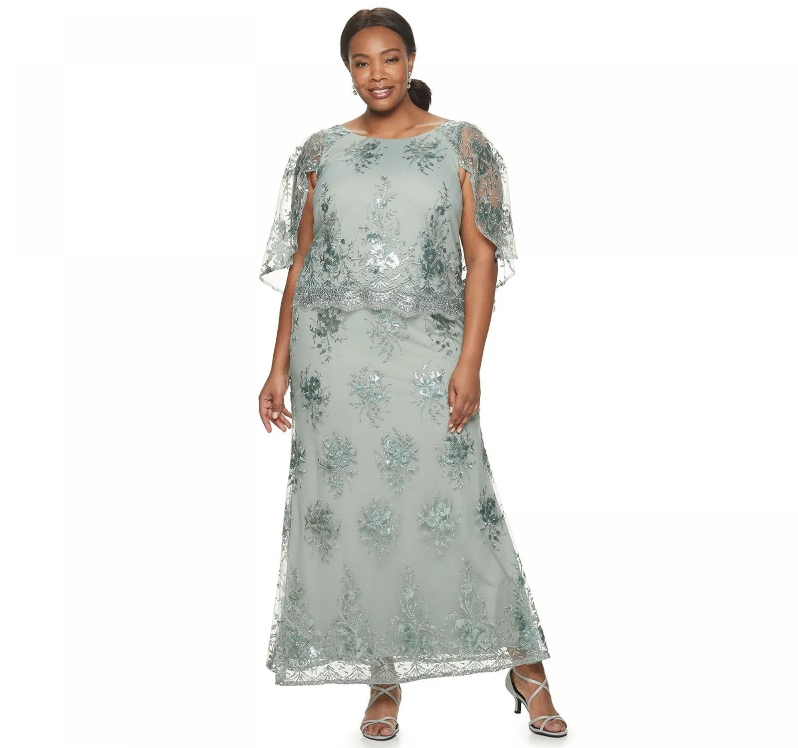 Brianna Women's Plus Size Scallop Embroidered Gown 2443